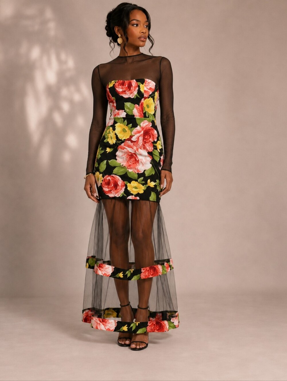 BLACK FLORAL DRESS - Picture 4 of 7